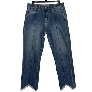 Hidden High Rise Cropped Frayed Womens 28 100% Cotton Pintuck Blue Jeans Denim‎